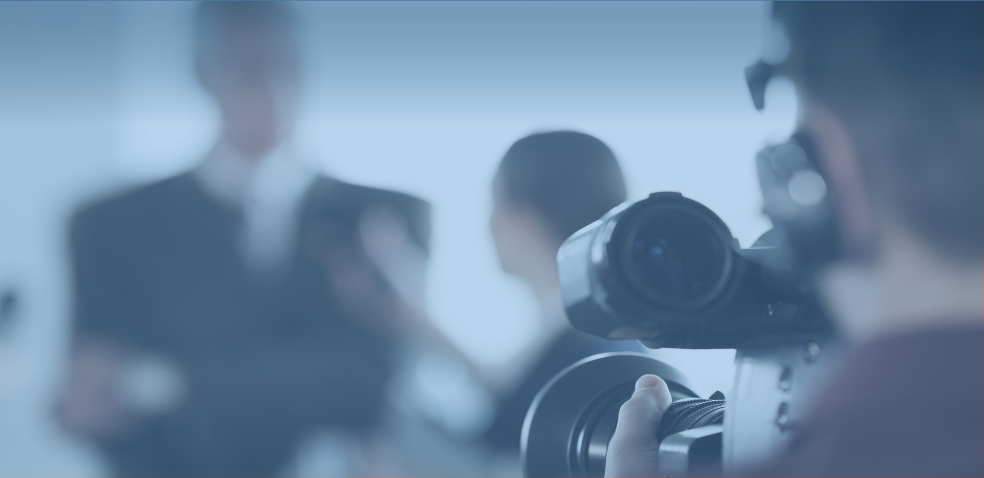 business video productions with business people on video, in the style of light gray and dark blue, overexposure effect, blurry details, transparency